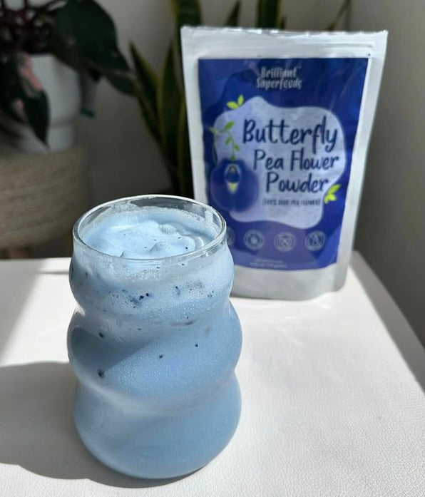 Butterfly pea iced latte