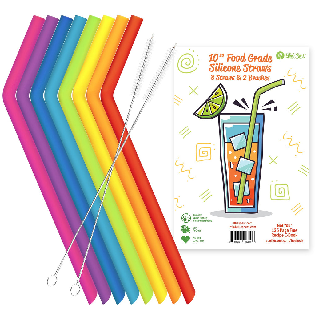 8 Pack Food Grade Silicone Straws