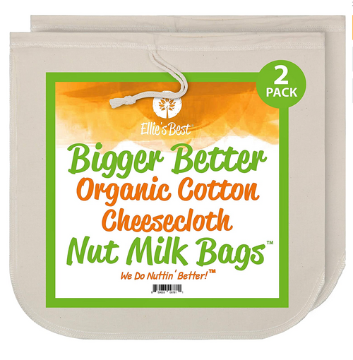 Organic Cheesecloth Nut Milk Bag Strainer 2-Pack, GOTS Certified